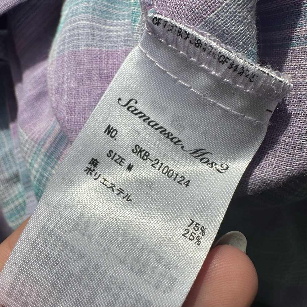 Japanese Brand Samansa Mos2 Plaid Linen Oversized Dress Sz Medium - Picture 10 of 10